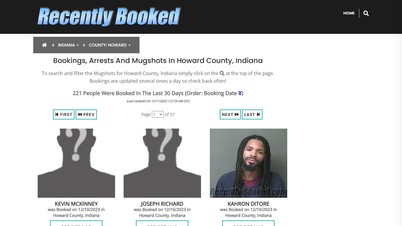 Recent bookings, Arrests, Mugshots in Howard County, Indiana